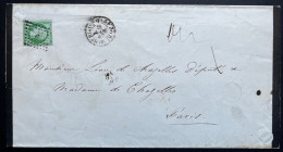 N°12 5c VERT SUR LETTRE / PARIS DISTRIBUTION F POUR PARIS / 21 MARS. 1857 / LSC /  ARCHIVE DE CHAZELLES - 1849-1876: Classic Period