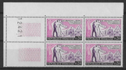 France - 1960 - Bloc De 4 Numéroté - Sesquicentenaire De L'Ecole Normale De Strasbourg -Y&T N° 1254 ** Neuf Luxe. - Unused Stamps