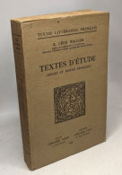 Textes D'Étude (Ancien Et Moyen Francais) / Coll. Textes Littéraires Francais - Other & Unclassified