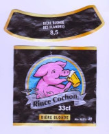 Étiquette Et Collerette De Bière " RINCE COCHON "  (2897)_eb137 - Bier