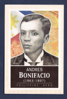 Philippines, Hero- Andres Bonifacio. NOT PROPERLY A POST CARD. Back With The Description Of His Istory. Standard Size. - Filippine