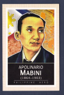 Philippines, Hero- Apolinario Mabini . NOT PROPERLY A POST CARD. Back With The Description Of His Istory. Standard Size. - Philippines