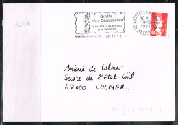 NAT-L44 - FRANCE Flamme Illustrée Sur Lettre De Montpellier Grotte Des Demoiselles 1993 - Mechanical Postmarks (Advertisement)