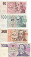 KORUN CESKYCH LOT De 4 Billets De Tchéquie 50/100/200/et 1000 :  Padesat, STO, Dveste, Tisic - Repubblica Ceca