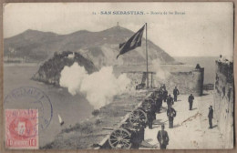 CPA ESPAGNE - SAINT SEBASTIEN - Bateria De Las Damas - TB PLAN ANIMATION MILITAIRES CANONS FEU ! - Guipúzcoa (San Sebastián)