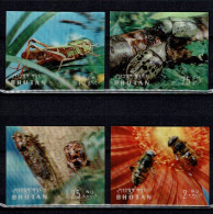 Bhoutan 215/218 Insectes MNH** Timbres Non Dentelé 3D Cote 7 € - Bhoutan