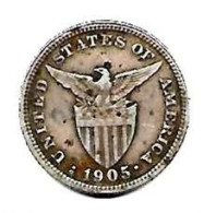 PHILIPPINES  US. Administration  20  Centavos  Eagle  KM166  Année 1905s  Ag. 0.900 - Filipinas