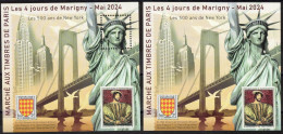 2024 BLOC CARRE MARIGNY - Paire D/ND  500 Ans  New-York ** - Statue De La Liberté - Pont Verrazzano-Narrows - Carré Marigny