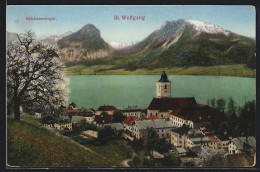 AK St. Wolfgang, Ortsansicht Mit Kirche Und Bergpanorama  - Sonstige & Ohne Zuordnung