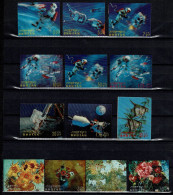 Bhoutan Cosmos - Fleurs - Poissons Lot 13 Timbres MNH** Timbres Non Dentelé 3D - Bhután