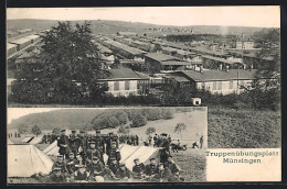 AK Münsingen, Truppenübungsplatz, Lager, Soldaten Beim Abkochen  - Muensingen