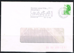 NAT-L49 - FRANCE Flamme Illustrée Sur Lettre De PARIS 10e Gardes Votre Ville Propre 1982 - Mechanical Postmarks (Advertisement)
