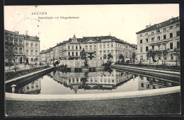 AK Aachen, Bahnhofplatz Mit Hoyer`s Union Hotel Und Kriegerdenkmal  - Aken