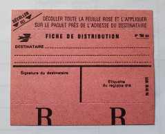 Fiche De Distribution N°759 Bis Vierge - Poste France - Documents De La Poste