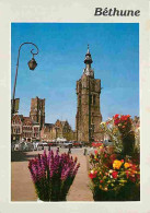 62 - Béthune - La Grand'Place - Le Beffroi - Automobiles - Fleurs - Flamme Postale - CPM - Voir Scans Recto-Verso - Bethune