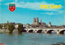 45 - Orléans - La Cathédrale Sainte Croix - Le Pont Royal Sur La Loire - Blasons - CPM - Voir Scans Recto-Verso - Orleans