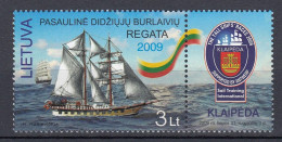 LITHUANIA 2009 Ship Regatta MNH(**) Mi 1018 #Lt924 - Lituanie