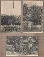 LOT DE 3 CPA INDE NDIA - GRANDE EXPOSITION " INDIA TB PLANS ANIMATIONS EXERCICES ENFANTS LYON ? 1907 - Inde