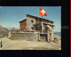 11566608 Arosa GR Bergrestaurant Hoernli Huette Schweizer Flagge Arosa GR - Sonstige & Ohne Zuordnung