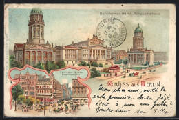 Lithographie Berlin, Gendarmenmarkt Mit Schauspielhaus, Unter Den Linden Ecke Friedrichstr.  - Mitte