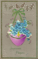 446 CPA Gaufrée - Corbeille De Fleurs - Joyeuses Pâques - Easter