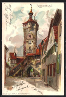 Lithographie Rothenburg / Tauber, Strassenpartie Am Torturm  - Rothenburg O. D. Tauber