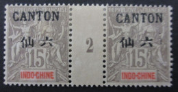 CANTON Bx INDOCHINOIS PAIRE MILLESIME N°22 NEUF* TB COTE 50 EUROS VOIR SCANS - Unused Stamps