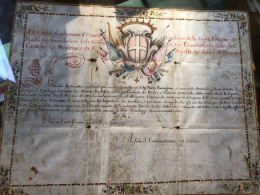 Castelfranco Emilia Splendida Patente Acquerellata Su Pergamena 1793 - Manuscripts