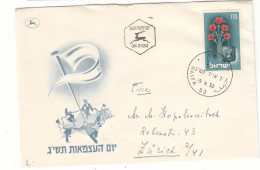 Israël - Lettre FDC De 1953 - Oblit Haifa - Exp Vers Zürich - Fleurs - - Storia Postale