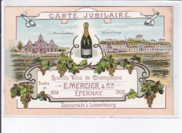 PUBLICITE : Champagne Mercier à Epernay - Carte Jubilaire (Luxembourg) - Très Bon état - Publicité