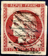 060524 TIMBRE FRANCE N° 6   4 MARGES PRESENTES PAS DE CLAIR Signé BRUN - 1849-1850 Ceres