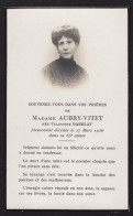 Avis De Décès De Madame AUBRY-VITET Née Valentine Darblay 27 Mars 1936, Généalogie, Ancêtres, 7 X 11,4 Cm - Lieux