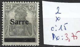 SARRE 2 * Côte 15 € - Unused Stamps