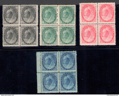 1887-98 CANADA - Regina Vittoria - Stanley Gibbson N. 141-143-144-146 - 4 Valori - MNH** Blocchi Di Quattro - Other & Unclassified