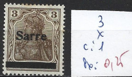 SARRE 3 * Côte 1 € - Unused Stamps