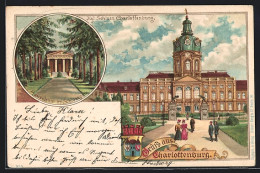 Lithographie Berlin-Charlottenburg, Kgl. Schloss Charlottenburg, Mausoleum Im Schlosspark, Wappen  - Charlottenburg