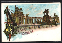 Lithographie Berlin, National Denkmal Mit Passanten  - Mitte