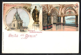 Lithographie Berlin, Schleusenhaus, Mühlendamm, Denkmal Markgraf Albrechts Des Bären  - Mitte