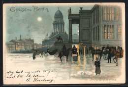 Lithographie Berlin, Kutschen Am Kgl. Schauspielhaus, Gendarmenmarkt  - Mitte