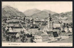 AK St. Lorenzen I. M., Ortsansicht Mit Kirche  - Autres & Non Classés