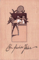 Illustrateur  - Sports -  TENNIS   - Ein Frotes Jahr - Carte Toilée - 1900-1949