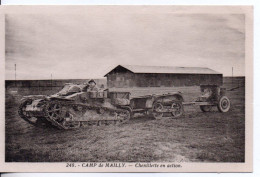 Carte Postale Ancienne Militaire - Camp De Mailly. Chenillette En Action - Tracteur D'artillerie - Matériel