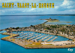 50  SAINT VAAST LA HOUGUE VUE AERIENNE DU PORT ET DU FORT   (scan Recto-verso) QQ 1125 - Saint Vaast La Hougue