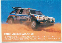 PARIS ALGER DAKAR 1988 Peugeot 205 Turbo 16 KANKKUNEN Piironen Vatanen Berglund(scan Recto-verso) QQ 1174 - Senegal