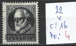 SARRE 22 * Côte 16 € - Unused Stamps