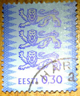 (!)  Estonia Estland 2001  Tree Lions Stamp Coat Of Arms Michel 357 II  0.30 Used ( 0 ) - Estland