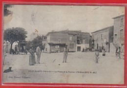 Carte Postale 34. Valflaunès  La Place Et Le Rocher D'Orthus  Très Beau Plan - Other & Unclassified