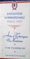 Dépliants Touristiques - Plan De L'Exposition Internationale - Arts Et Techniques Paris 1937 - Dépliants Touristiques