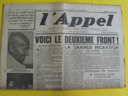 L'appel N° 77 Du 20 Août 1942. Costantini. Collaboration Antisémite Racisme Francisme Fachoda Ligue Française Gandhi - Otros & Sin Clasificación