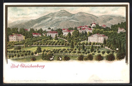 Lithographie Bad Gleichenberg, Ortsansicht Im Grünen Vor Bergkulisse  - Autres & Non Classés